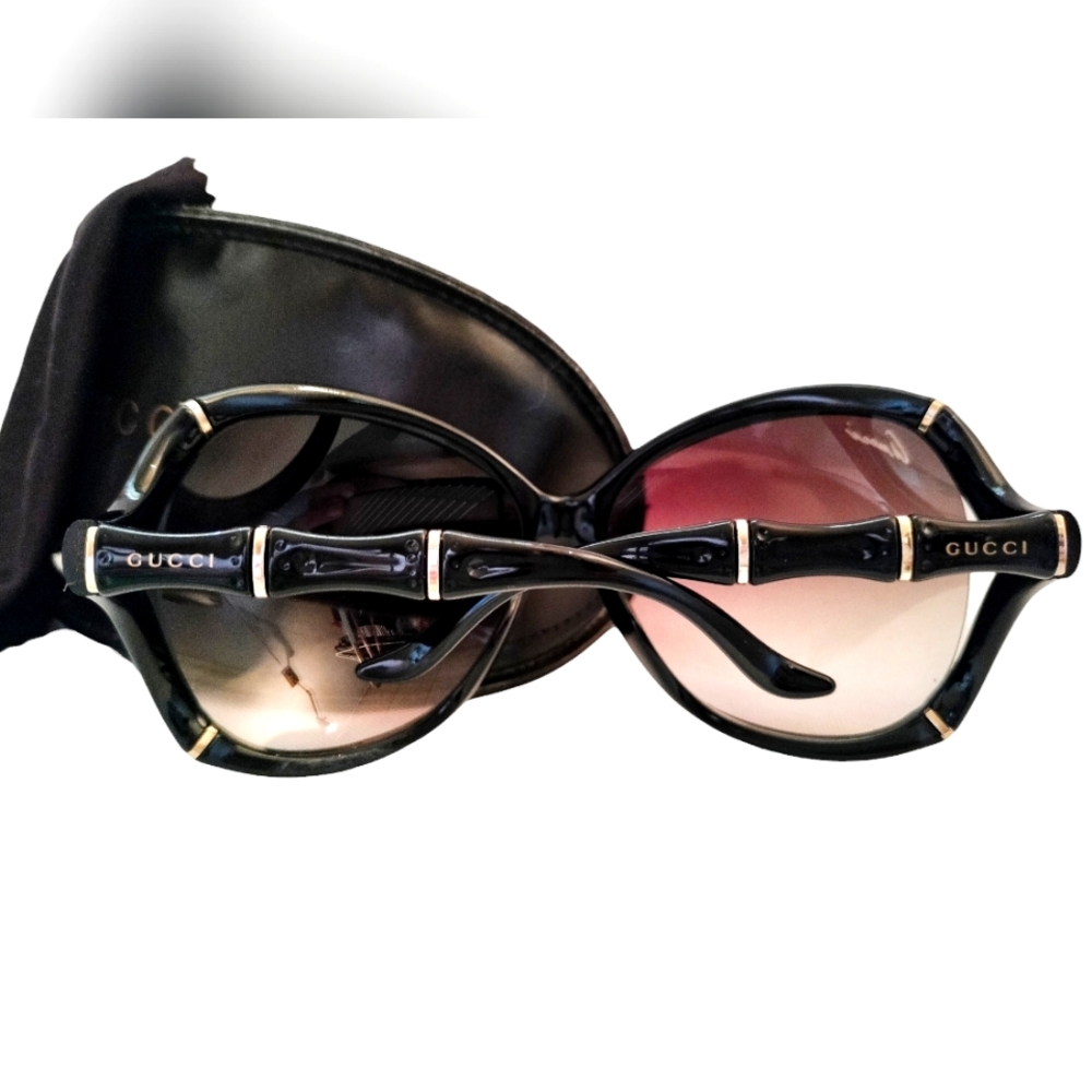 Vintage GUCCI 3509 S oversized bamboo round gradient sunglasses gold authentic